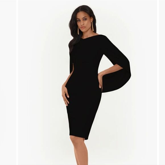 XSCAPE JORDAN" SHORT SCUBA CREPE DRAPED BACK DRESS Size 12 - Picture 1 of 6
